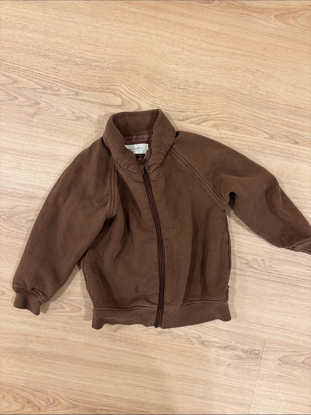 Kids Brown Zip-Up Fleece Hoodie